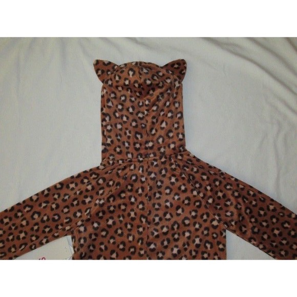 NEW One-Piece Pajamas S (7) Blanket Sleeper Union Suit Hooded Cheetah Fleece - Picture 8 of 8